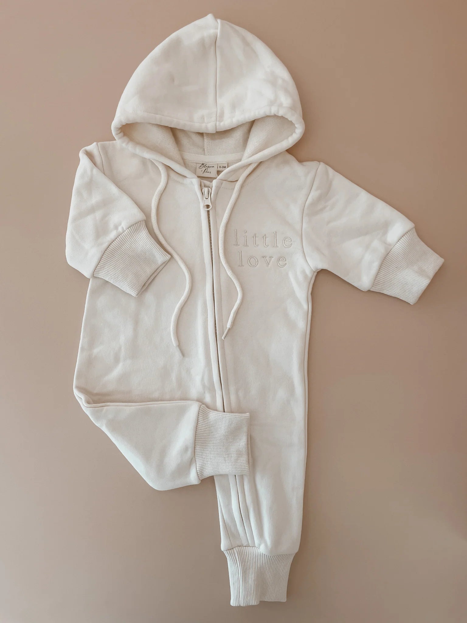 Blossom & Pear Little Love' Hoodie Zip Romper - Sand