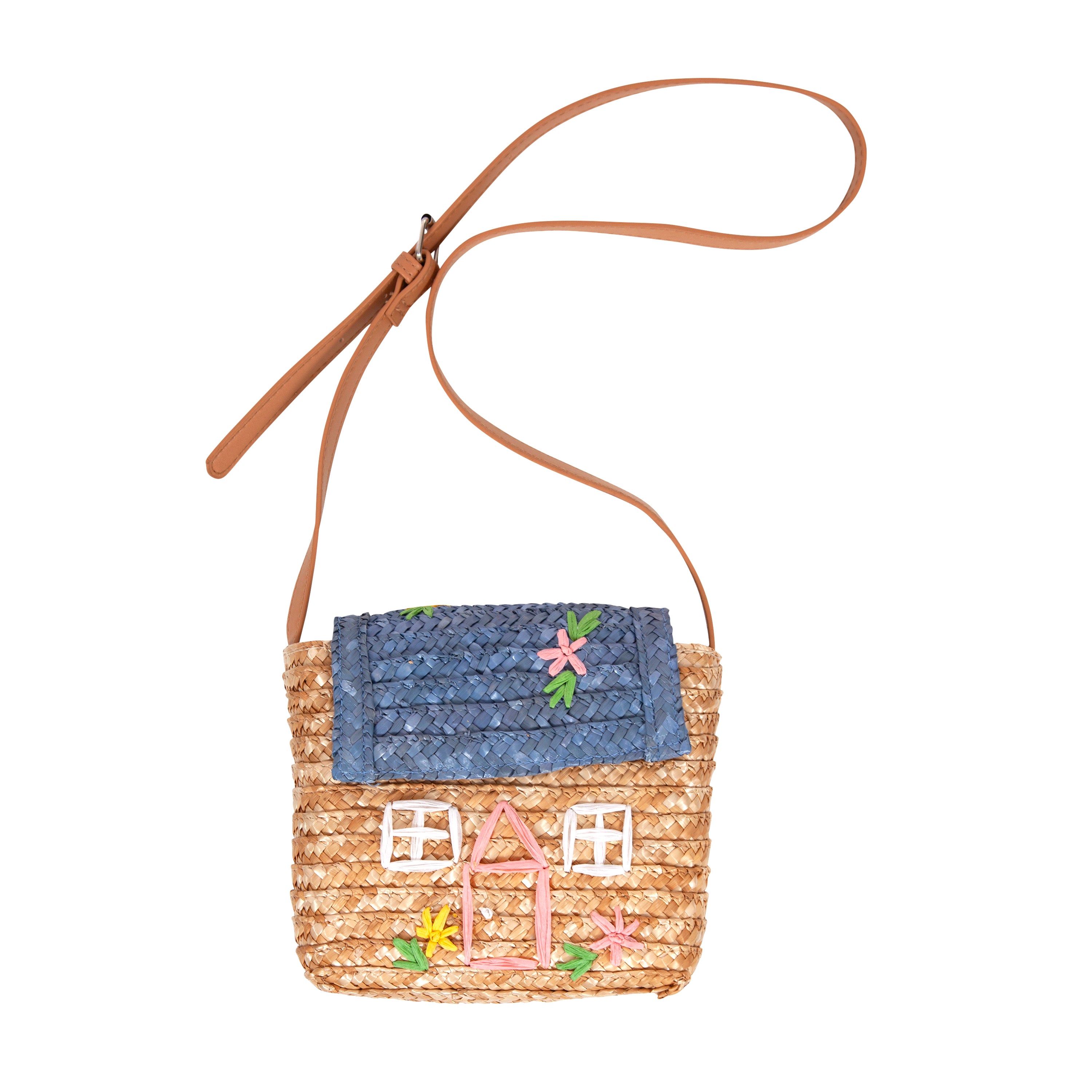 Acorn Kids La Maison Straw Bag Blue Natural