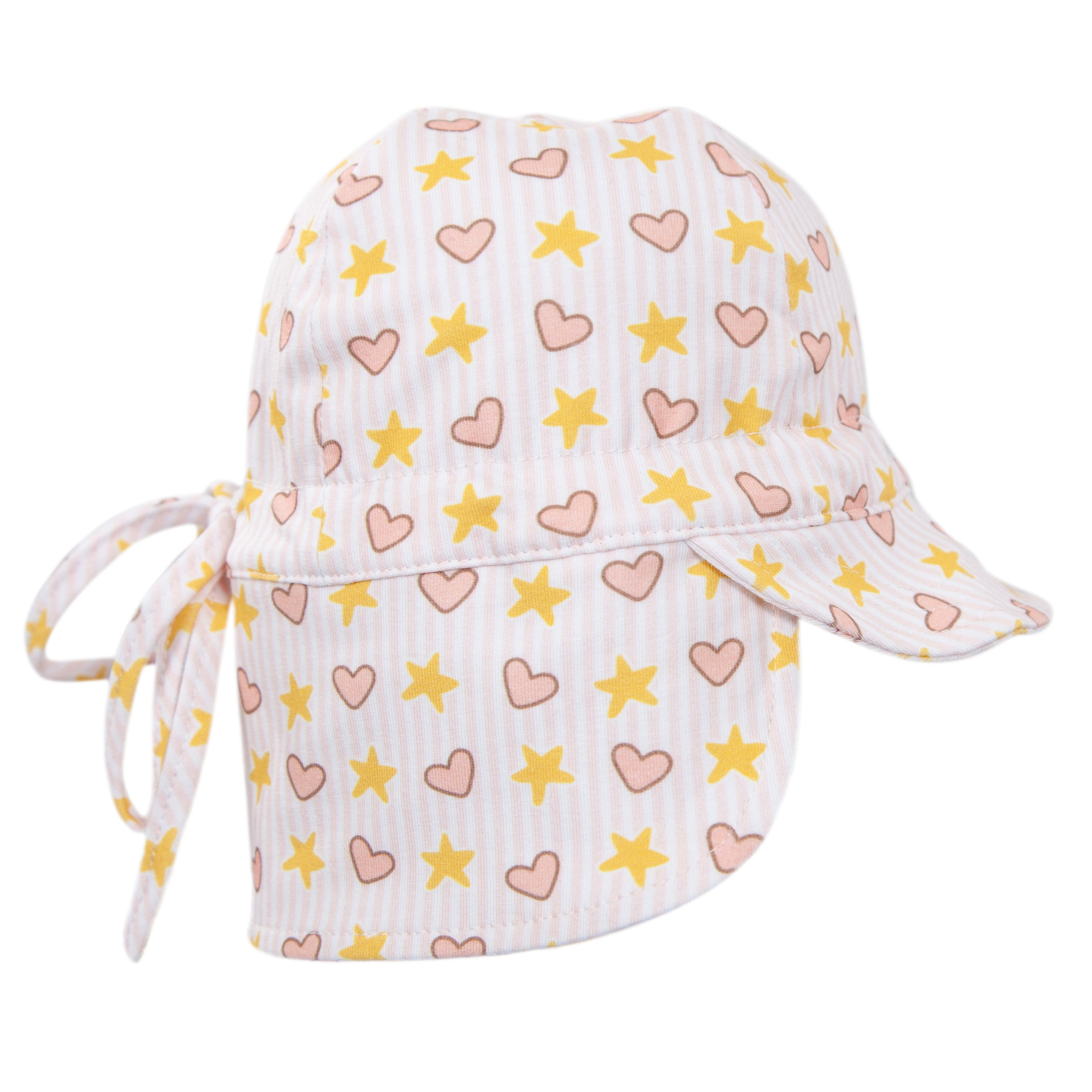 Acorn Kids Love and Stars Flap Hat Pink and Yellown
