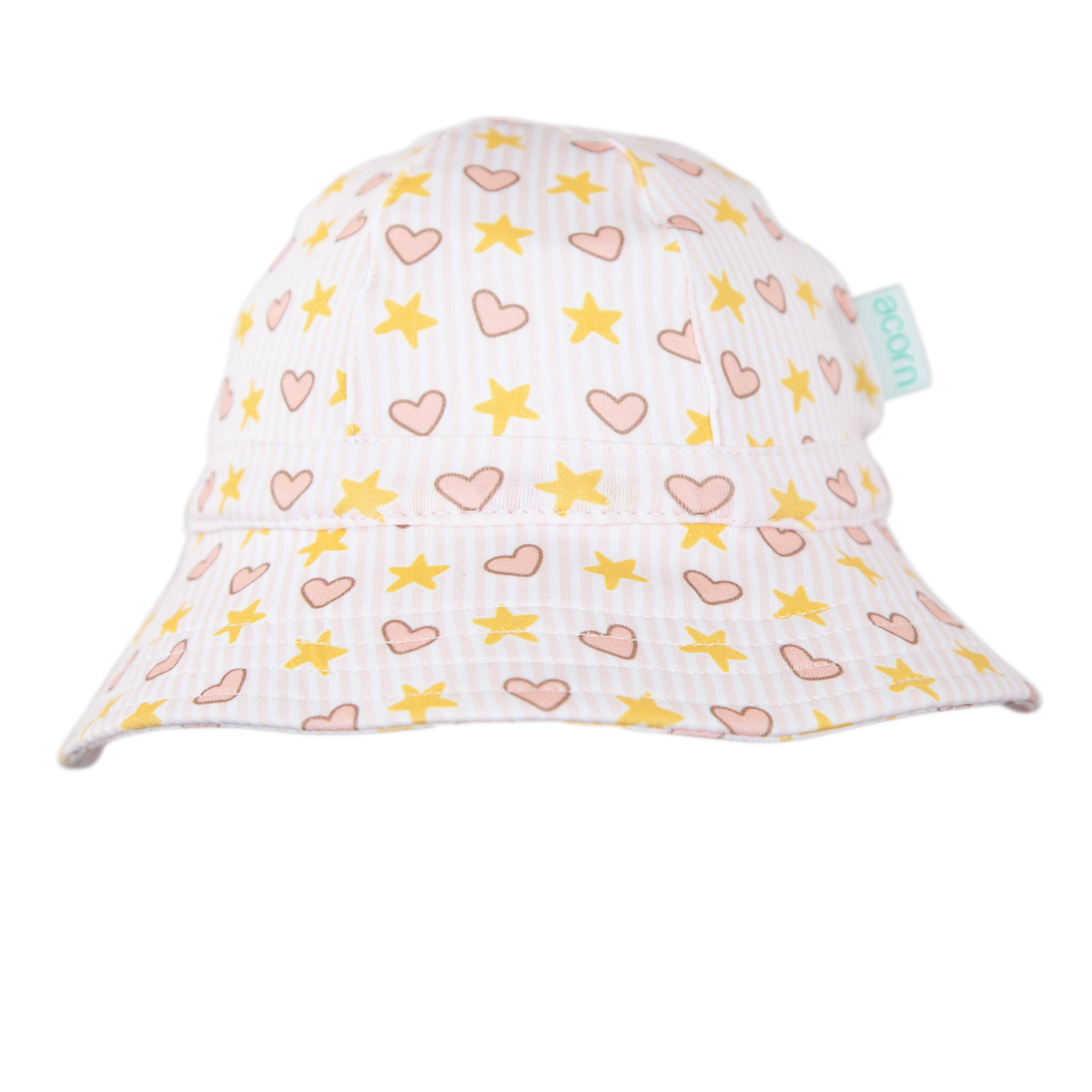 Acorn Kids Love and Stars Stretch Cotton Wide Brim Sunhat