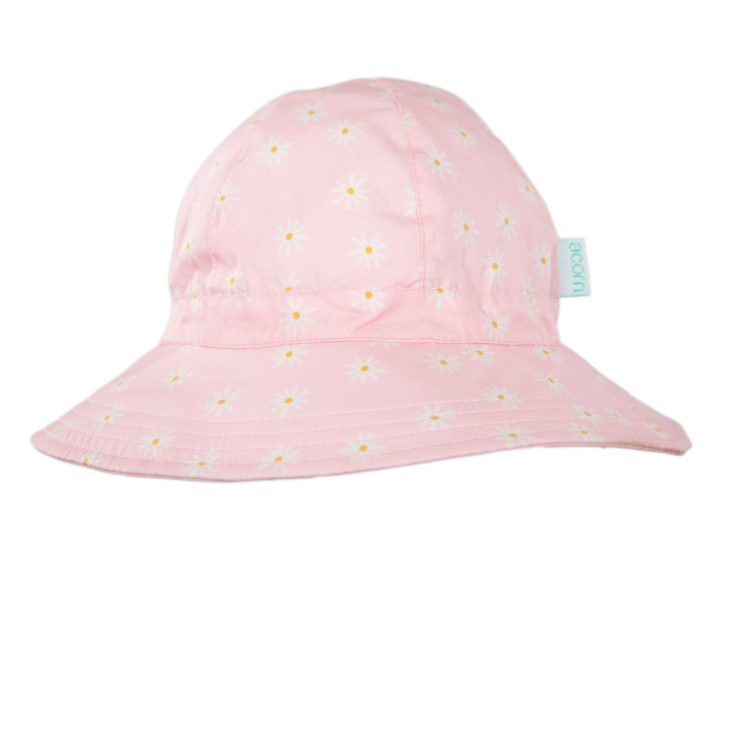 Acorn Kids Daisy Fields Wide Brim Infant Hat Pink and Cream
