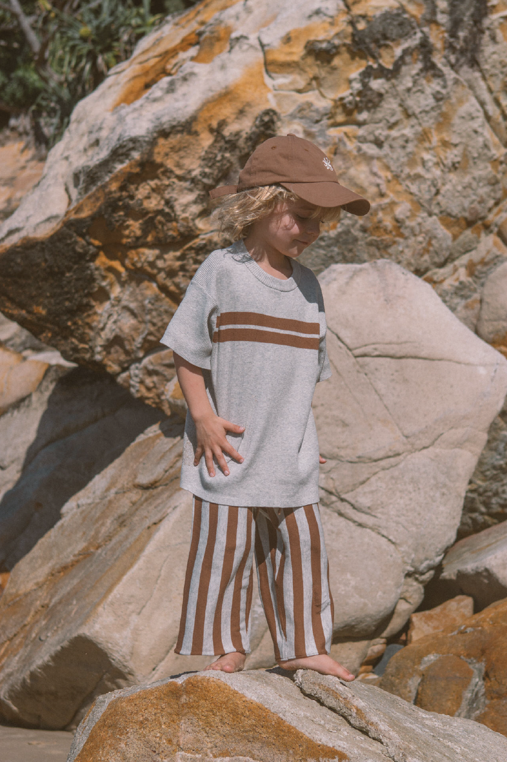 Grown Organic Twin Striped Ribbed Knit Tee