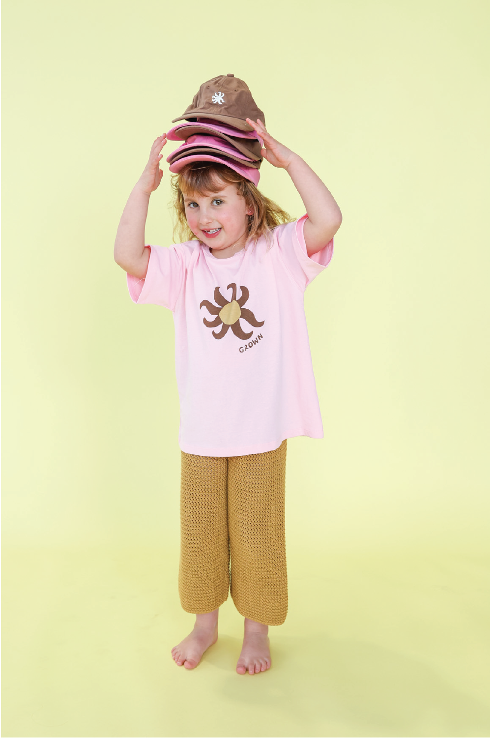 Grown Organic Open Knit Pants - Mustard
