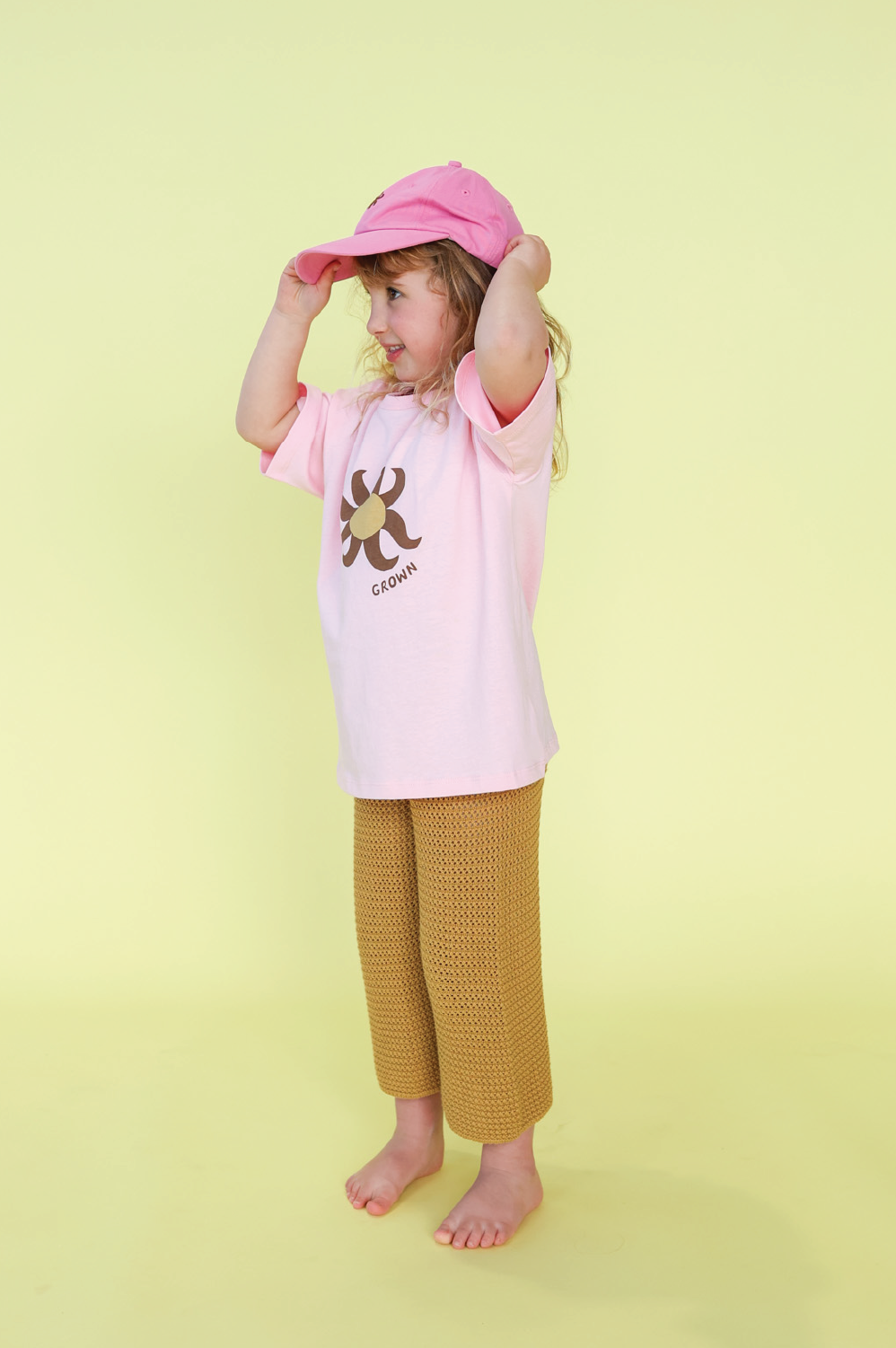 Grown Organic Open Knit Pants - Mustard