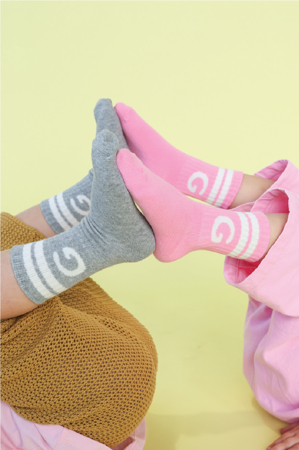 Grown Stripe Logo Socks - Grey Marle