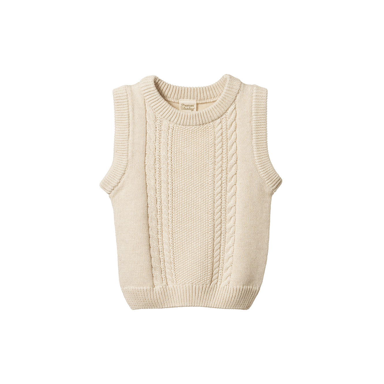 Nature Baby Walter Vest - Oatmeal Marl Cable Knit