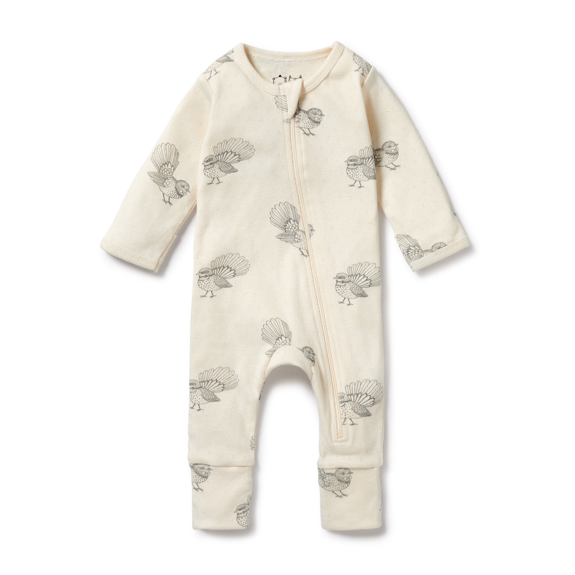 Wilson & Frenchy Little Fantail Organic Pointelle Zipsuit with feet