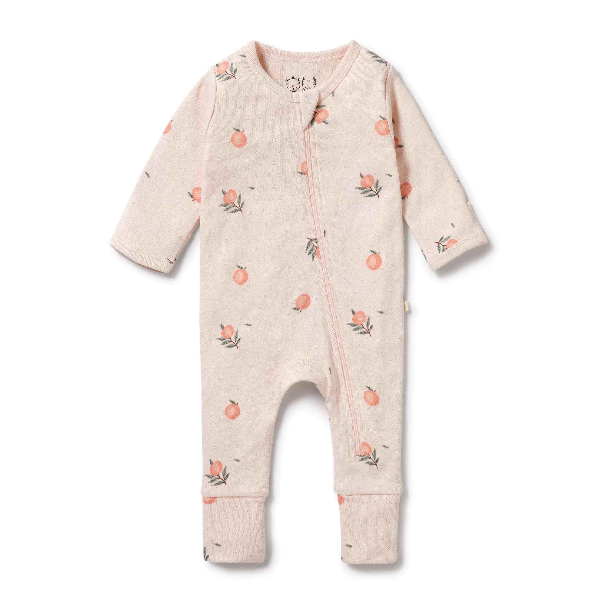 Wilson & Frenchy Peaches Organic Pointelle Zipsuit with feet