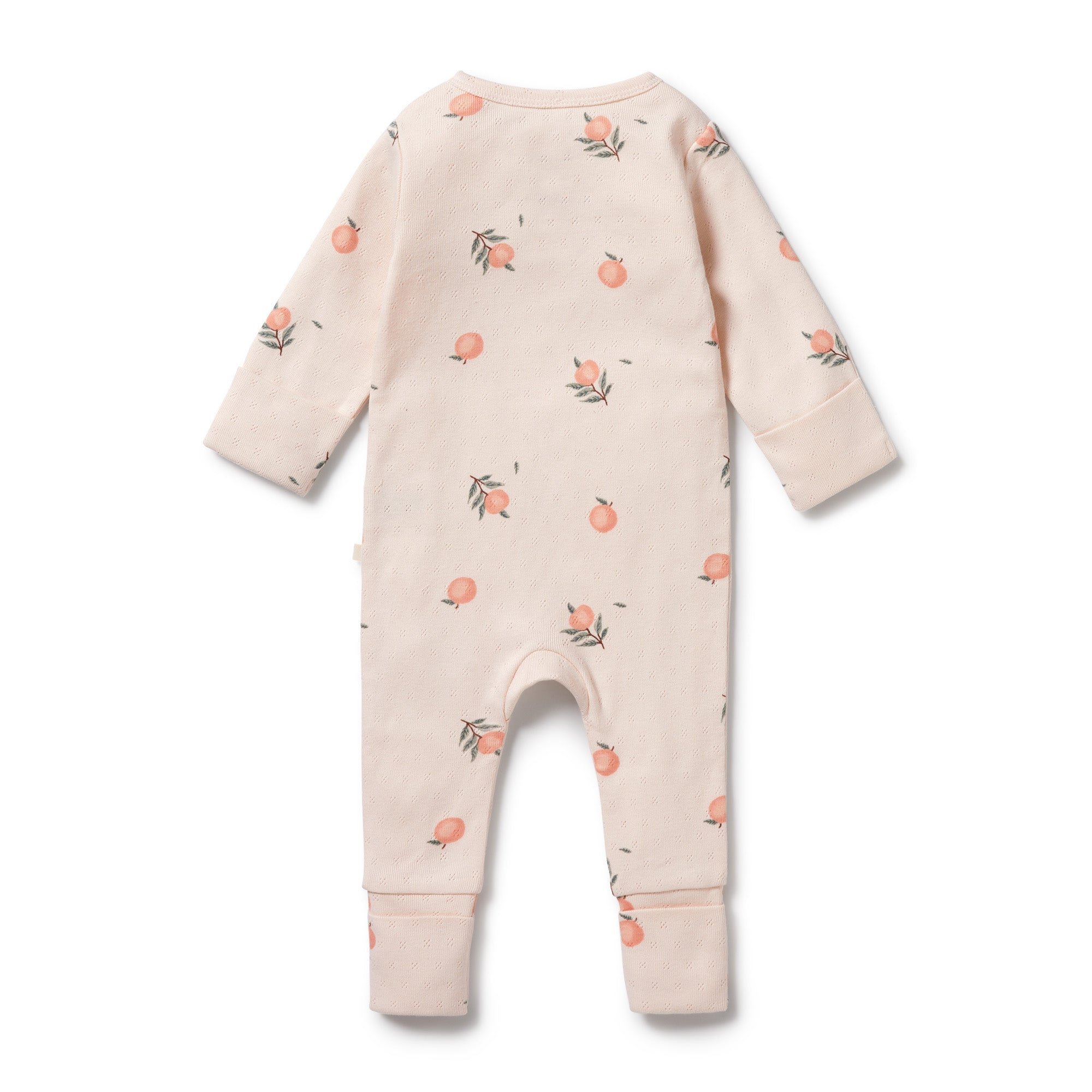 Wilson & Frenchy Peaches Organic Pointelle Zipsuit with feet