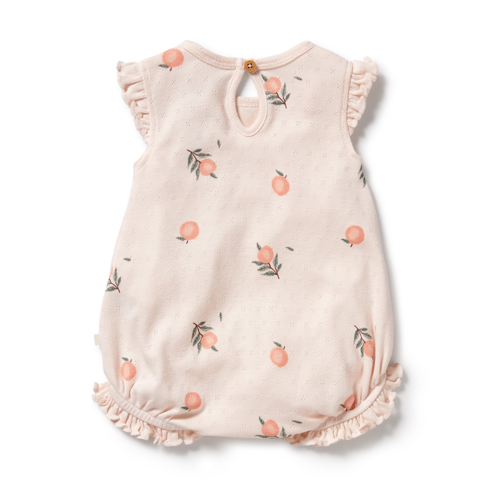 Wilson & Frenchy Peaches Organic Pointelle Ruffle Growsuit