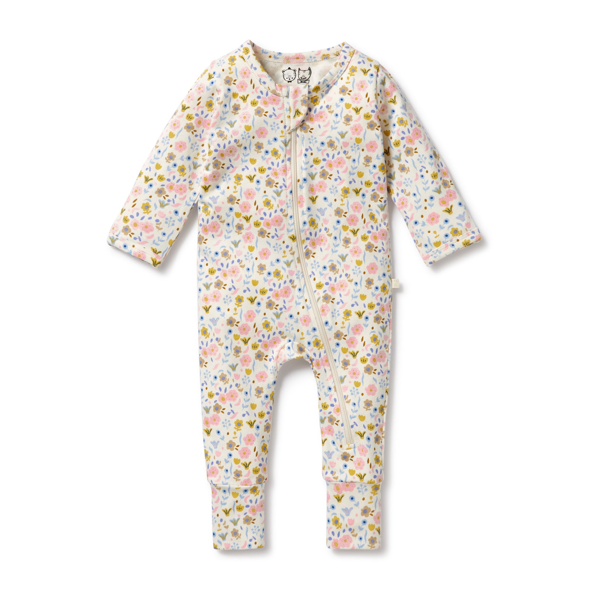 Wilson & Frenchy Ava Floral Organic Zipsuit with feet