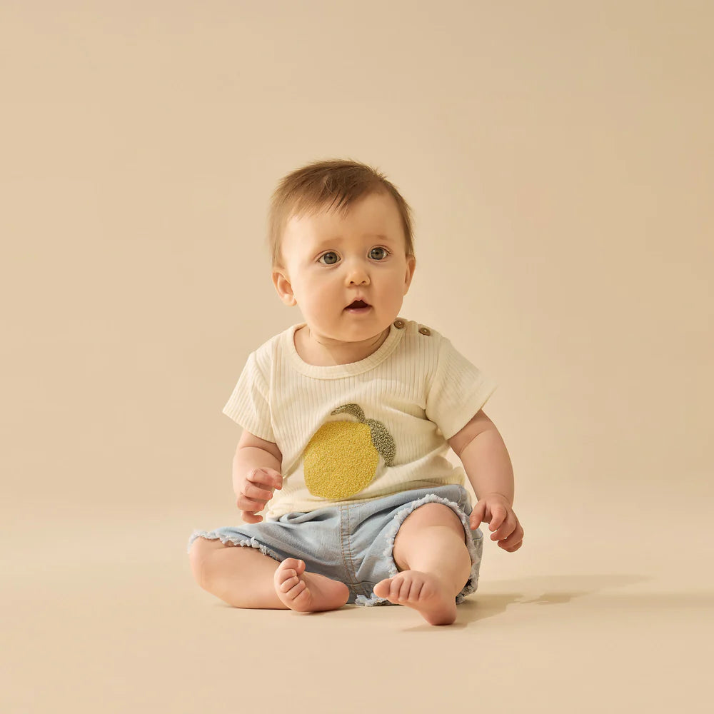Wilson & Frenchy Lemon Leaf Embroidered Organic Tee