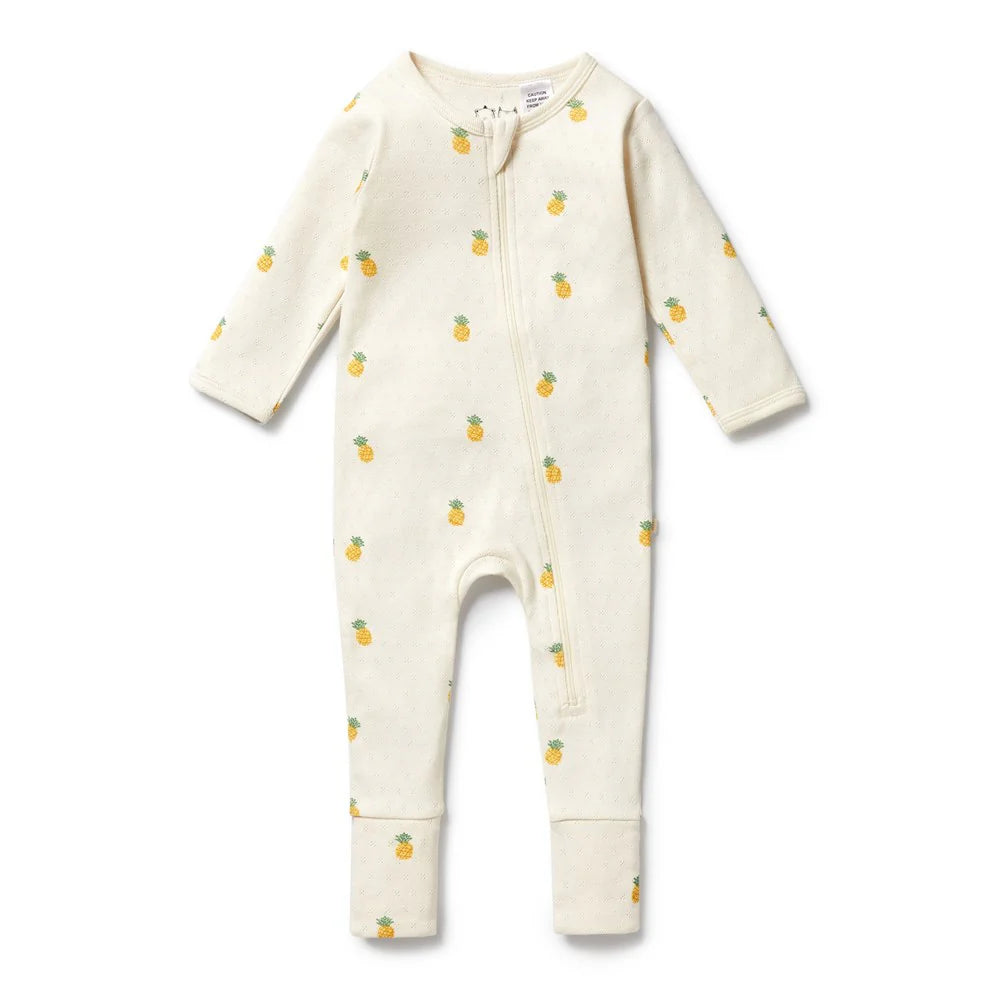 Wilson & Frenchy Piney Pals Organic Pointelle Zipsuit with Feet