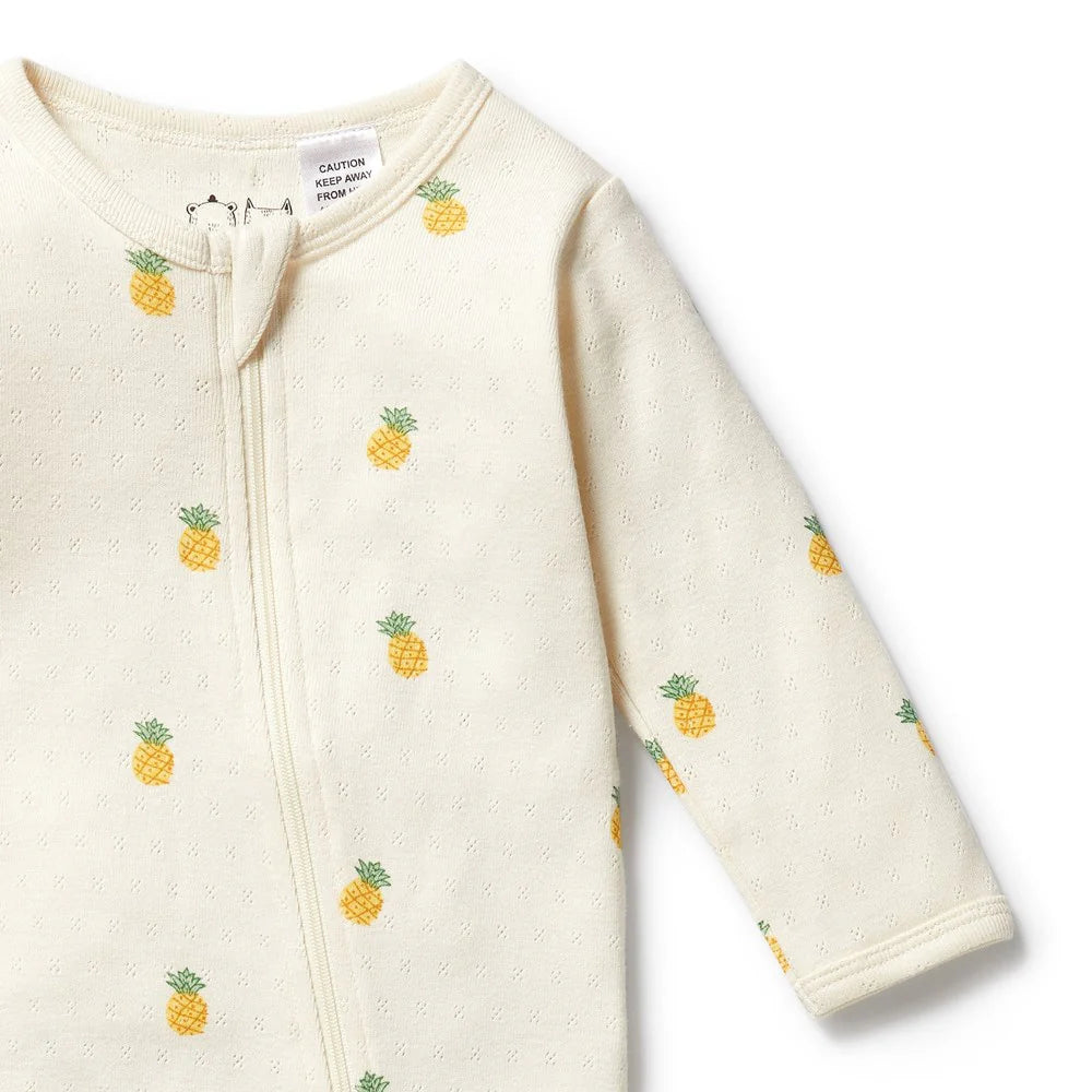 Wilson & Frenchy Piney Pals Organic Pointelle Zipsuit with Feet