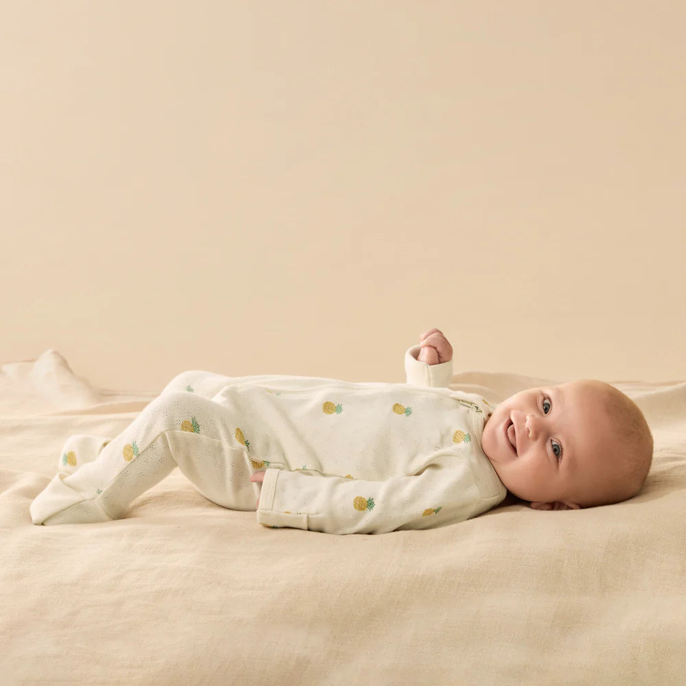 Wilson & Frenchy Piney Pals Organic Pointelle Zipsuit with Feet