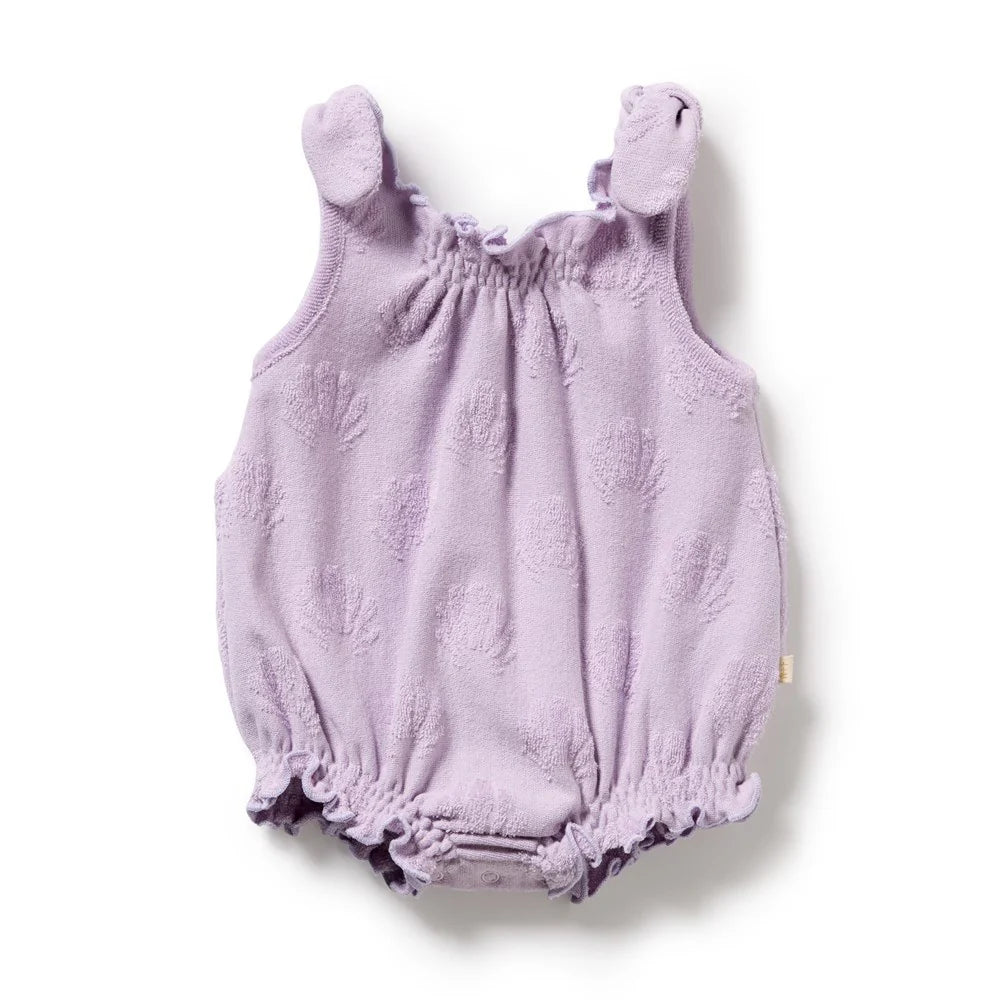 Wilson & Frenchy Lavender Shells Organic Terry Tie Playsuit