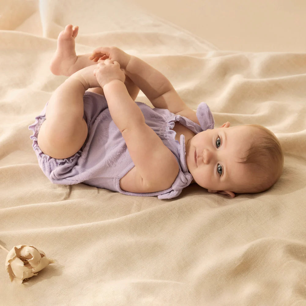 Wilson & Frenchy Lavender Shells Organic Terry Tie Playsuit