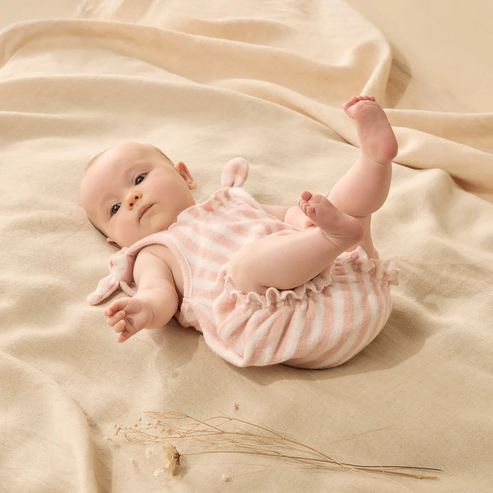 Wilson & Frenchy Strawberry Wave Organic Terry Tie Playsuit