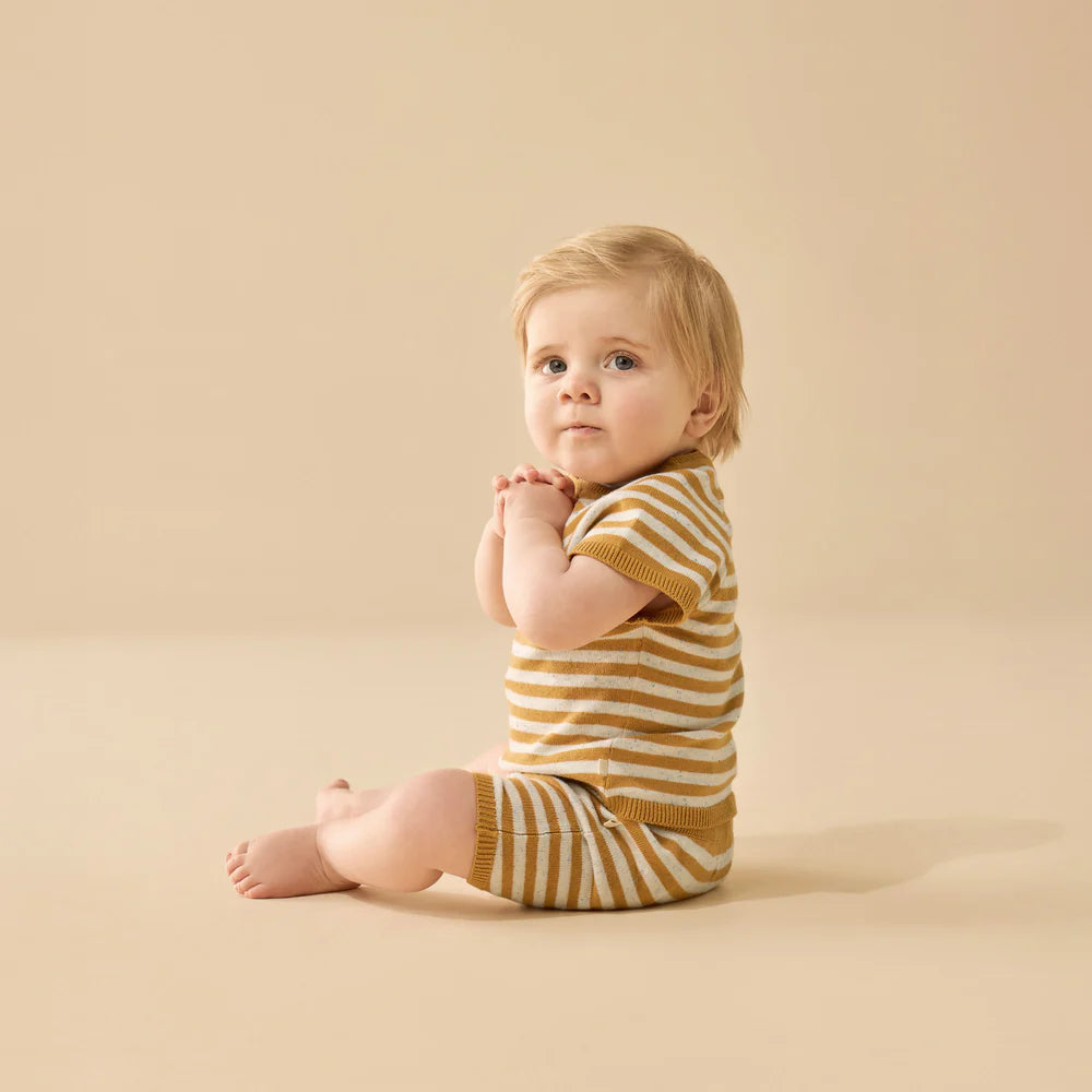 Wilson & Frenchy Golden Wave Stripe Organic Knitted Setm