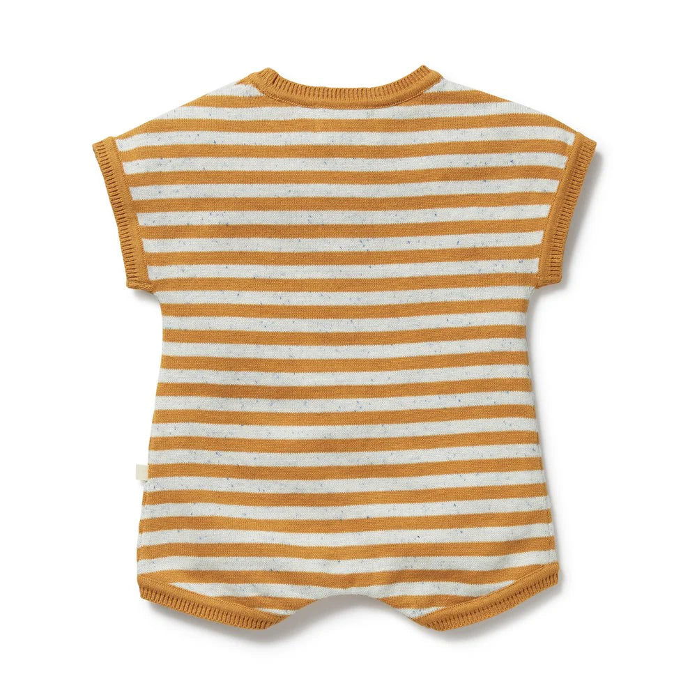 Wilson & Frenchy Golden Wave Stripe Organic Knitted Growsuit