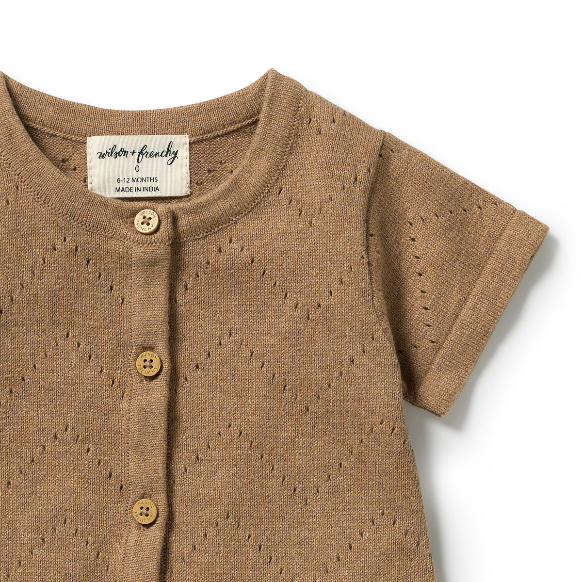 Wilson & Frenchy Ginger Snap Organic Knitted Pointelle Growsuit