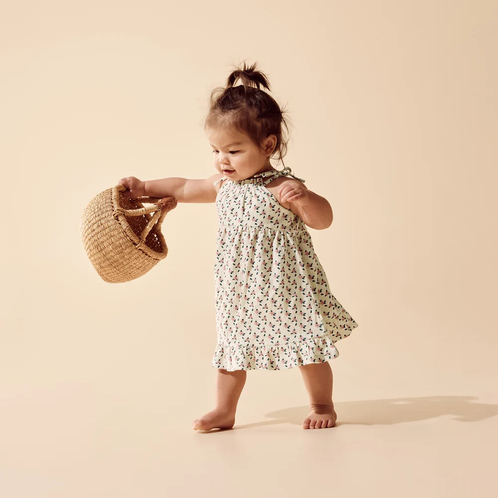 Wilson & Frenchy Little Blossom Organic Crinkle Ruffle Dress