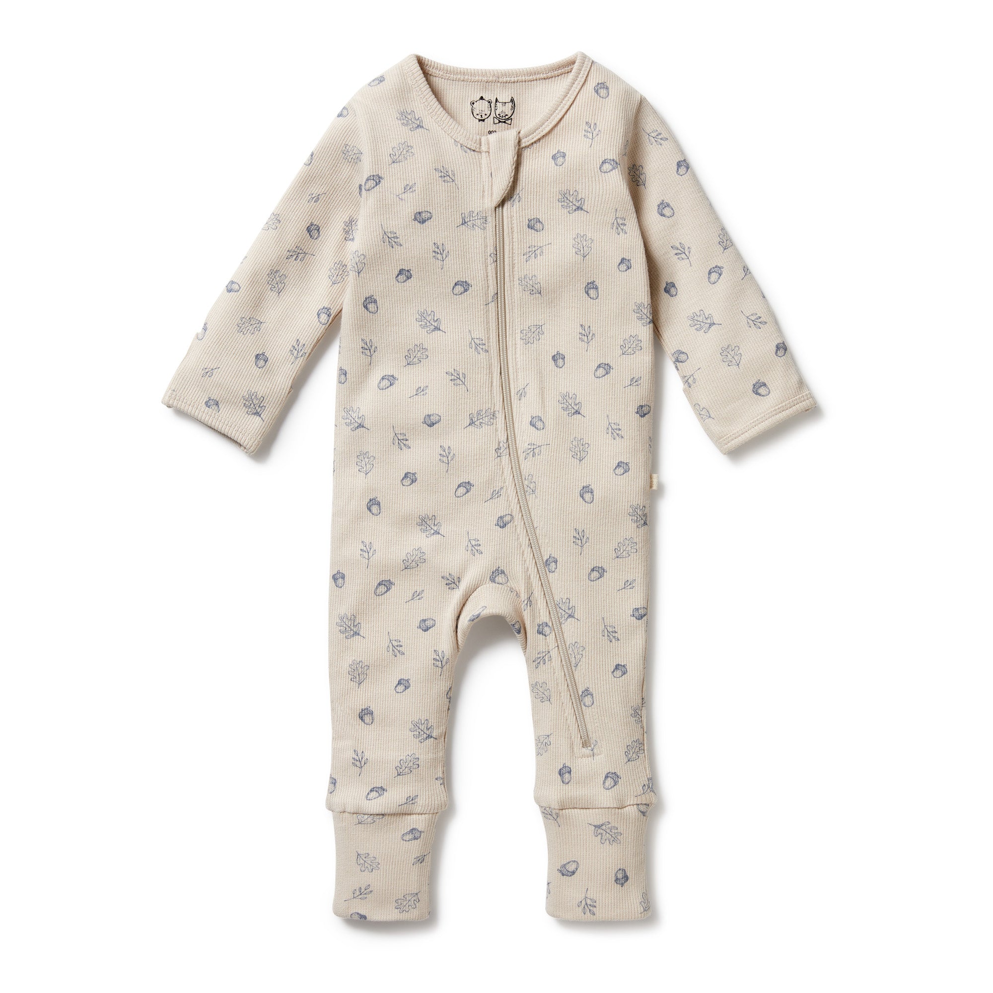 Wilson & Frenchy Falling Oak Organic Zipsuit with Feet