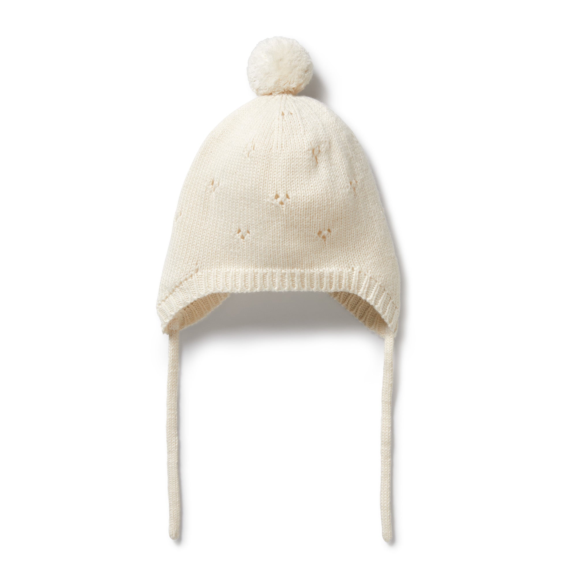 Wilson & Frenchy Ecru Knitted Pointelle Bonnet Ecru