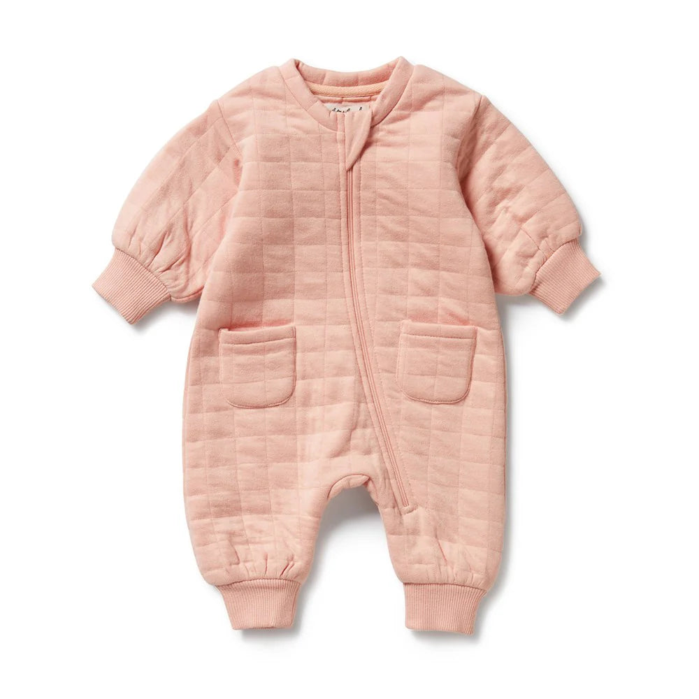 Gro Suit Wilson & Frenchy Pretty Pink Organic Quilted Growsuit
