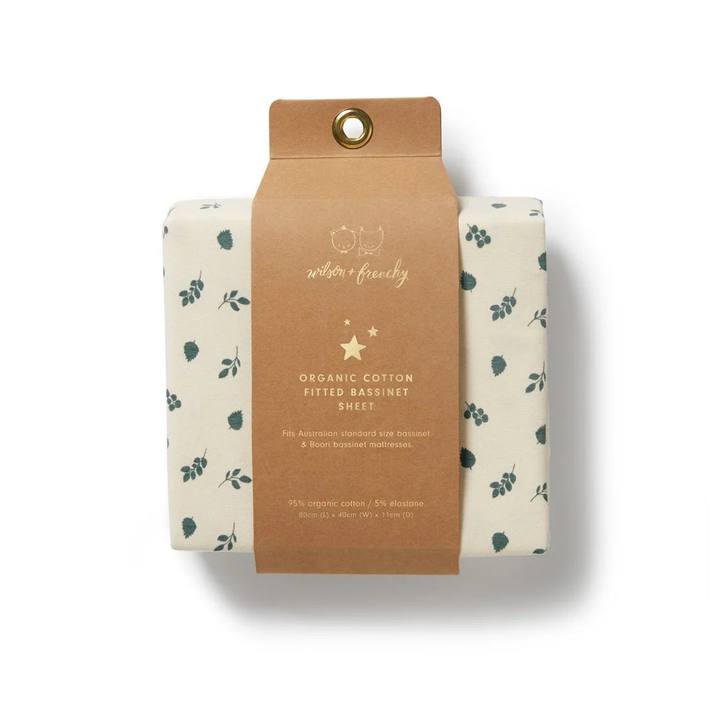 Wilson & Frenchy Twilight Leaf Organic Bassinet Sheet