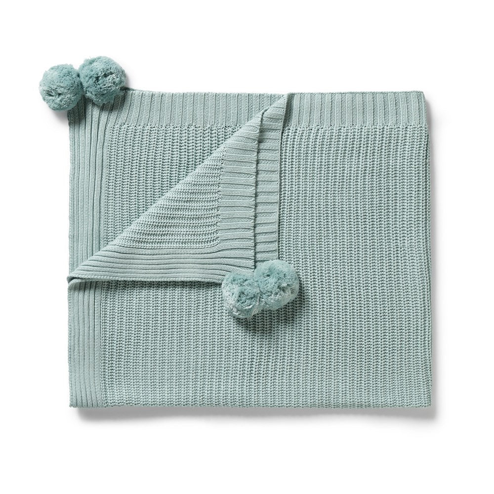 Wilson & Frenchy Duck Egg Organic Knitted Blanket