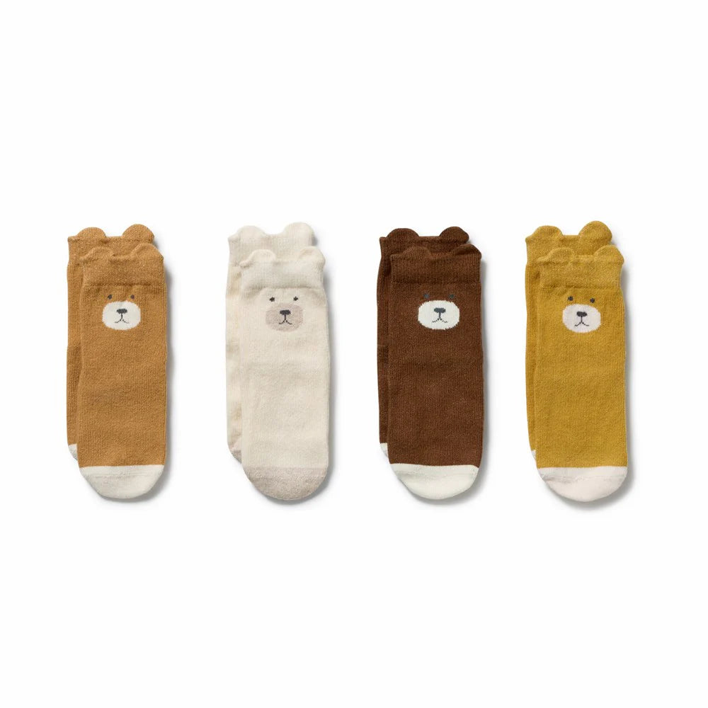 Wilson & Frenchy Unisex Organic 4 Pack Baby Socks - Ochre, Twig, Buttermilk, Nutmeg - Organic Cotton,