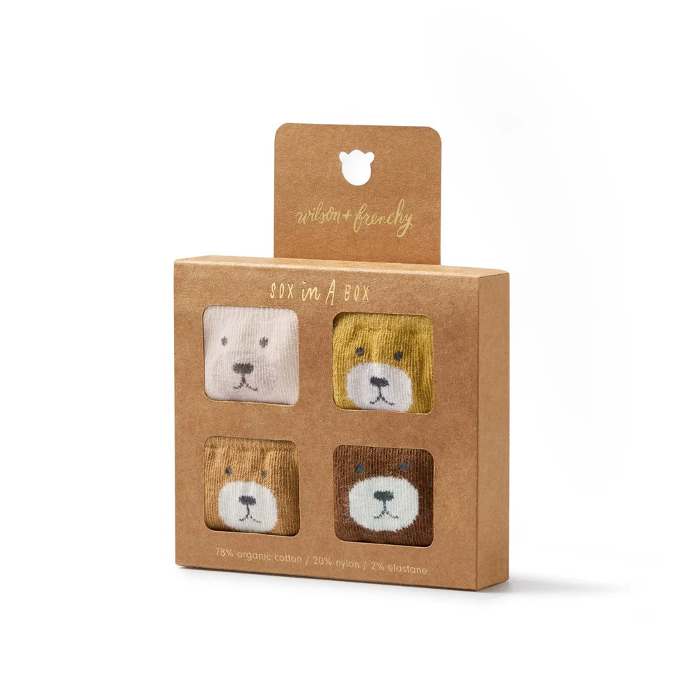 Wilson & Frenchy Unisex Organic 4 Pack Baby Socks - Ochre, Twig, Buttermilk, Nutmeg - Organic Cotton,