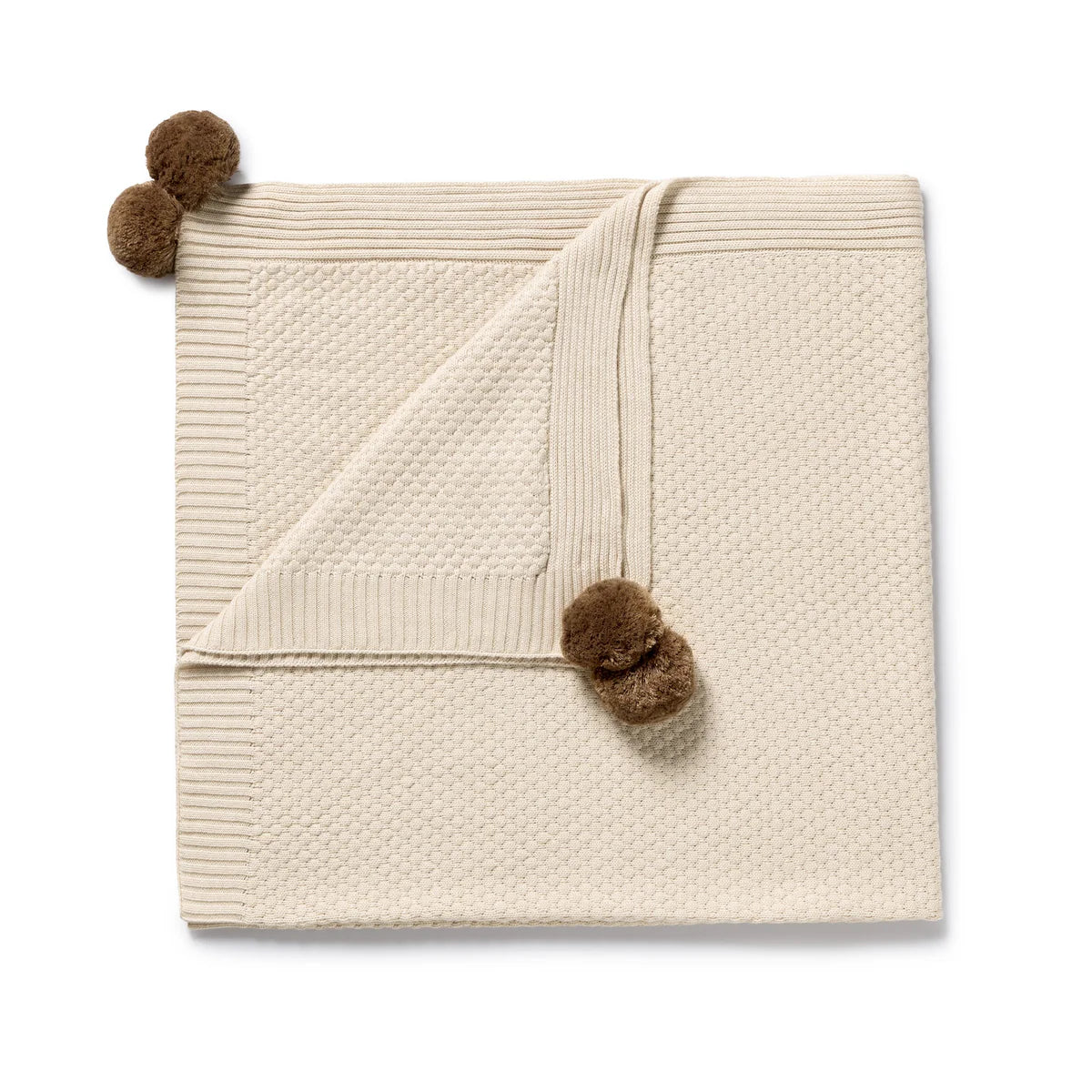 Wilson & Frenchy Cream Organic Knitted Bubble Blanket