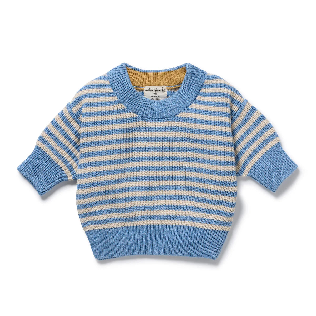 Wilson & Frenchy Frosted Blue Organic Knitted Stripe Jumper