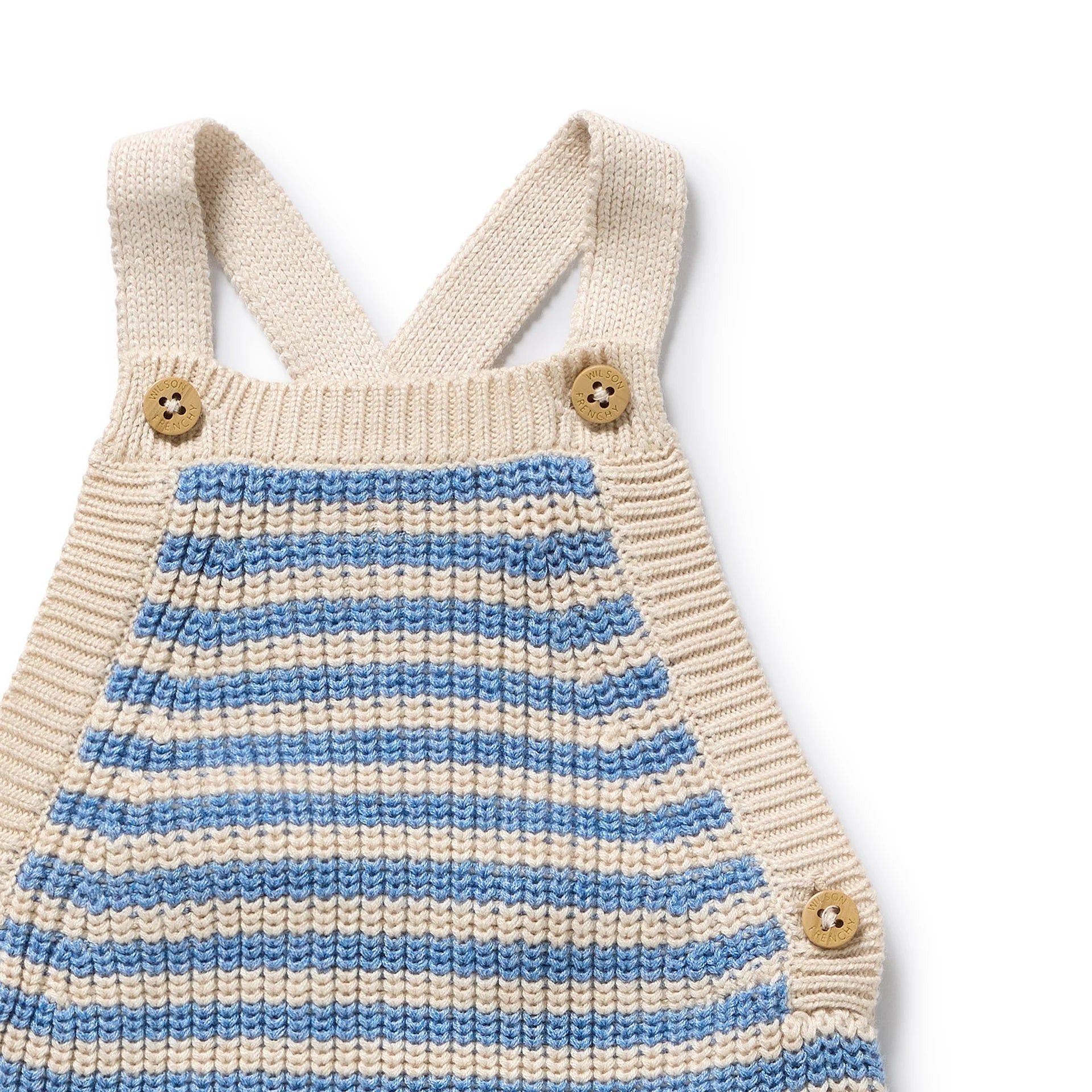 Wilson & Frenchy Frosted Blue Organic Stripe Knitted Overall