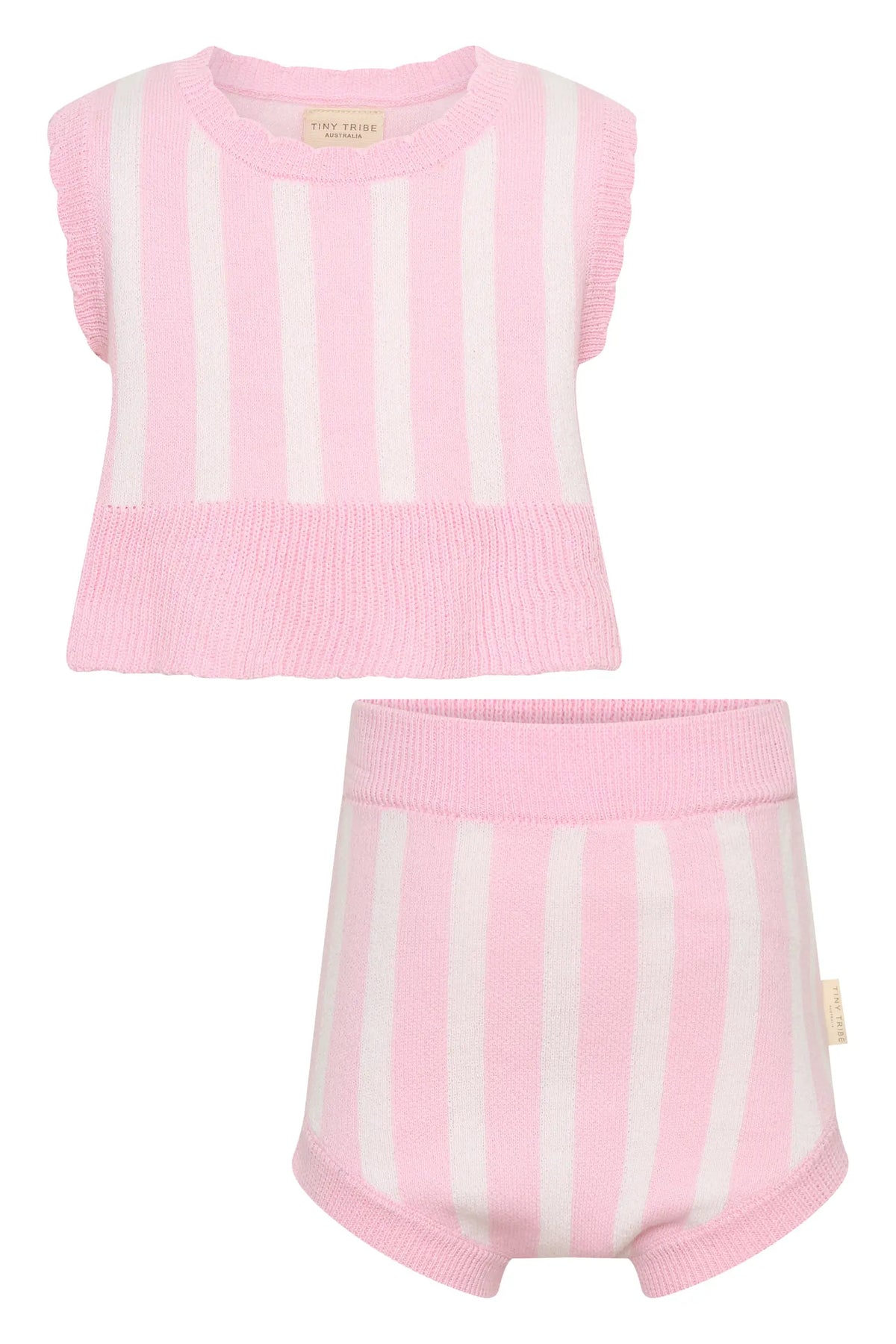 Tiny Tribe Stripe Knit Set- Pink