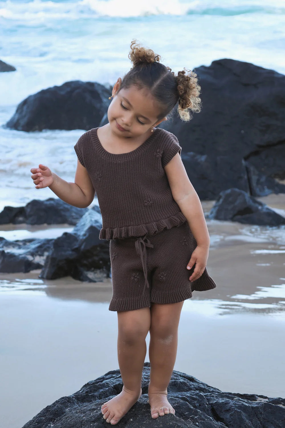 Belle & Sun Frill Shorts - Cocoa