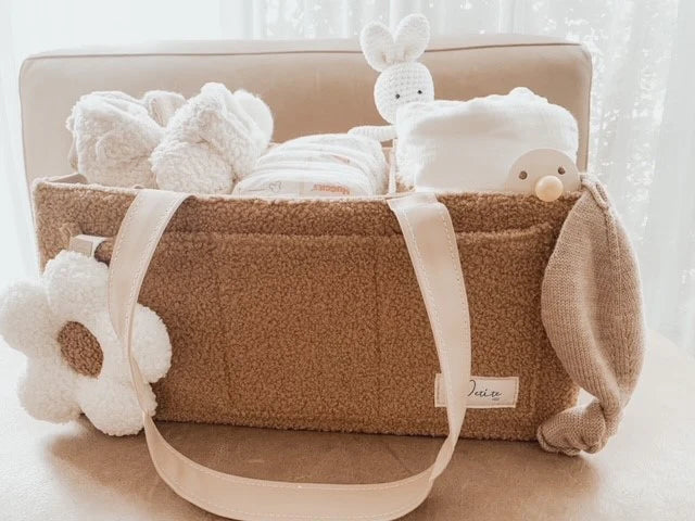 Petite Co Nappy Caddy Organiser- Teddy Brown