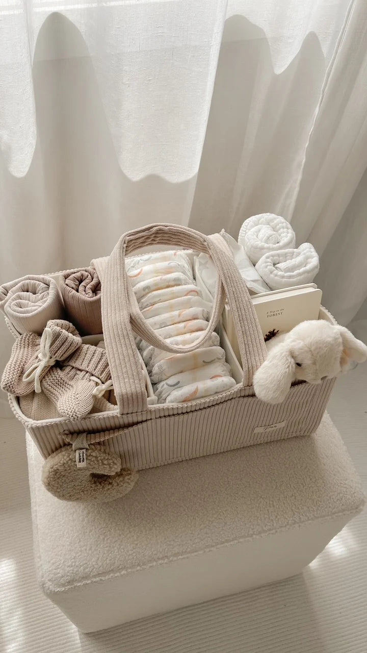 Petite Co Nappy Caddy Organiser - Cord| Taupe