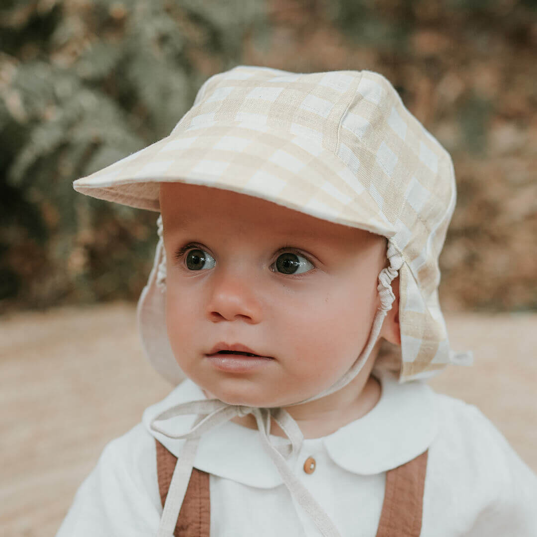 Bedhead Hats 'Lounger' Baby Reversible Flap Sun Hat - Flynn/Flax
