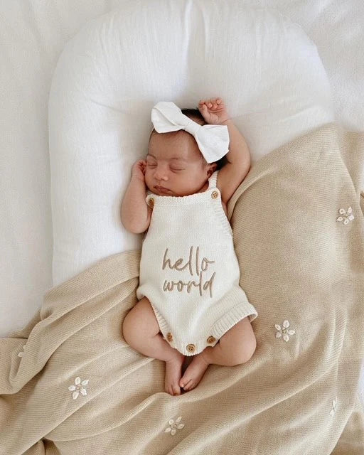 Petite Co Hello World Classic Romper - Milk