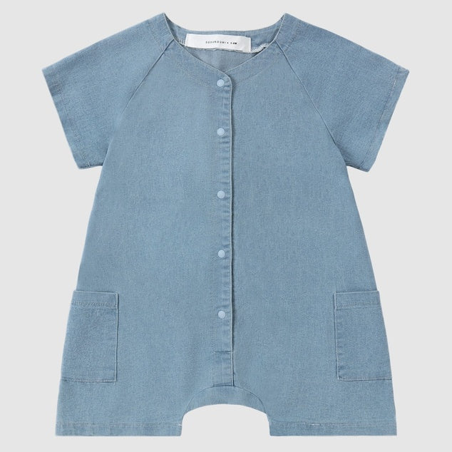 Susukoshi Denim Mechanic Baby Suit Shorts-Blue