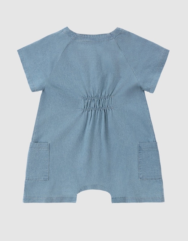 Susukoshi Denim Mechanic Baby Suit Shorts-Blue