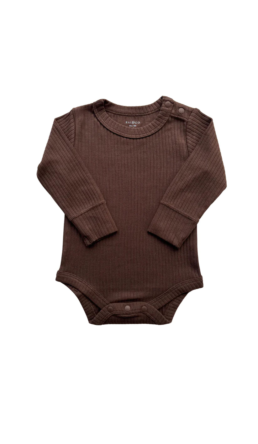 Rai & Co Basics Long Sleeve Bodysuit - Chocolate