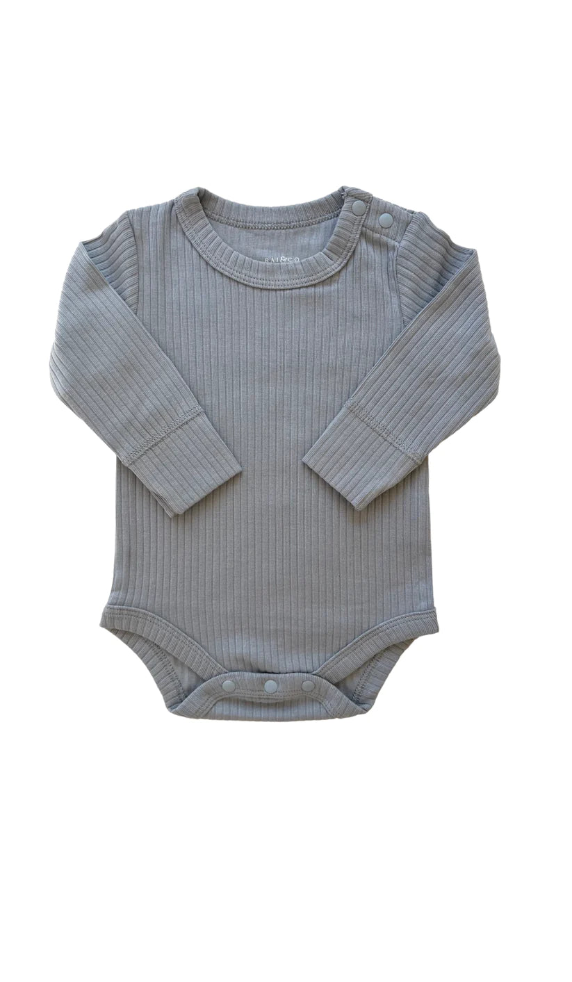 Rai & Co Basics Long Sleeve Bodysuit - Dusty Blue