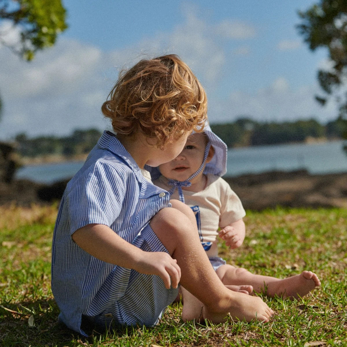 Nature Baby James Shorts Cotton Linen - Blue Stripe