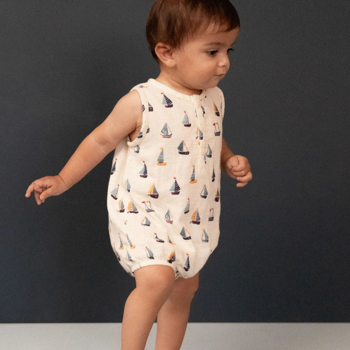 Nature Baby Cedar Suit Muslin- Regatta Print