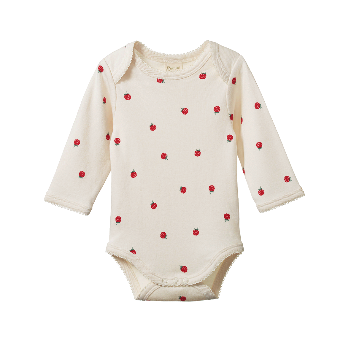 Nature Baby Cotton Long Sleeve Bodysuit - Raspberry Print