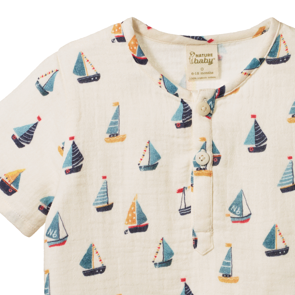 Nature Baby Short Sleeve Caravan Shirt Muslin- Regatta Print